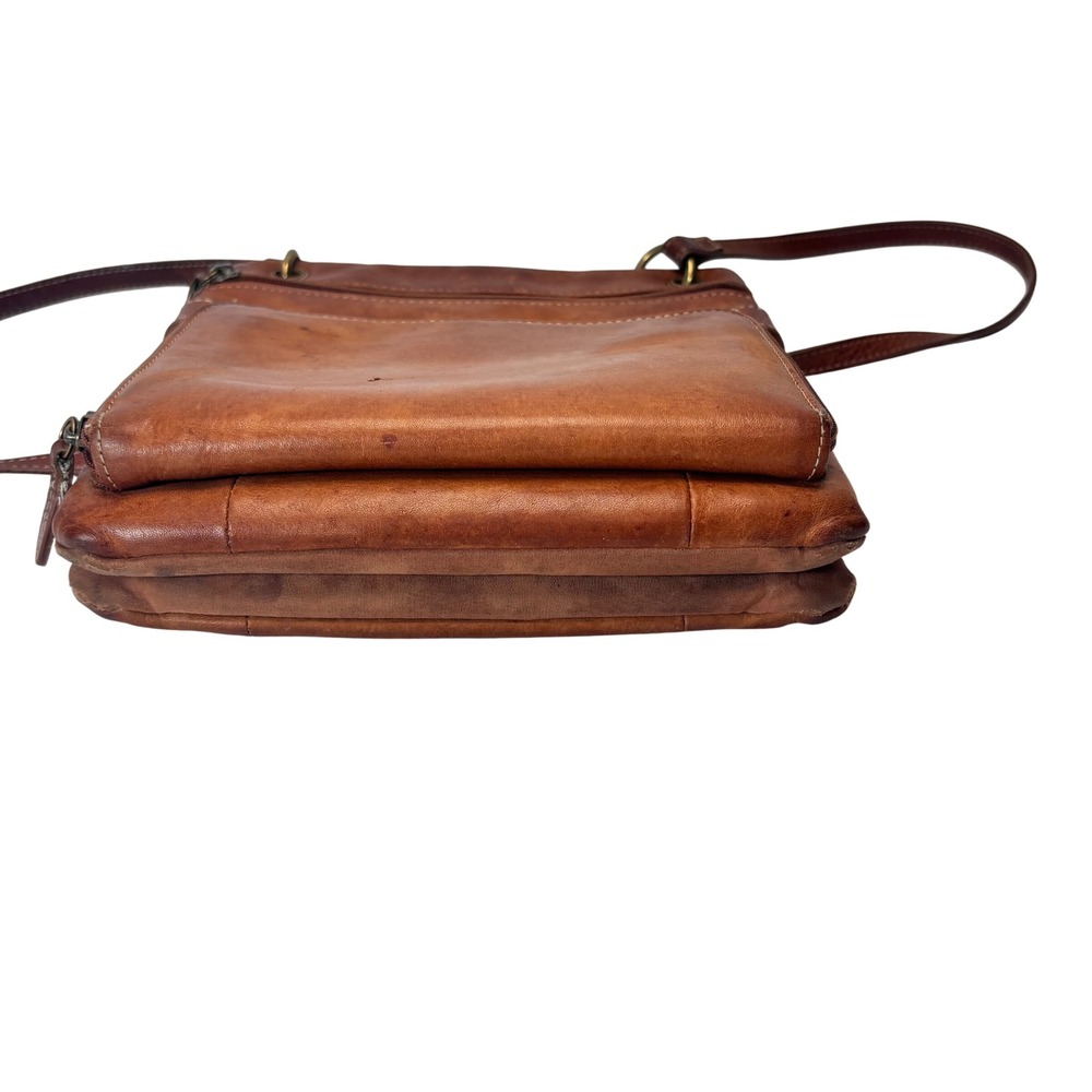 VTG Fossil Crossbody Bag Brown Leather Card Pocket Organizer Small Boho Hippie - Picture 4 of 12